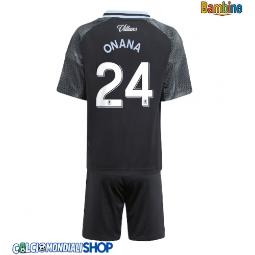 Maglie da calcio Aston Villa Amadou Onana #24 Seconda Maglia Bambino 2025-26 Manica Corta + Pantaloni corti)